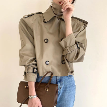 Korean Autumn Retro Double Breasted Trench Coat