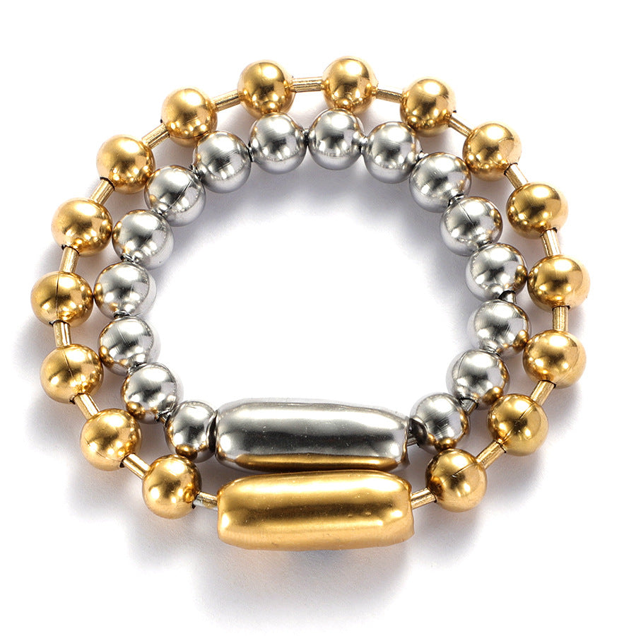 Stainless Steel 8mm Beaded Chain Bracelet for Hip-Hop