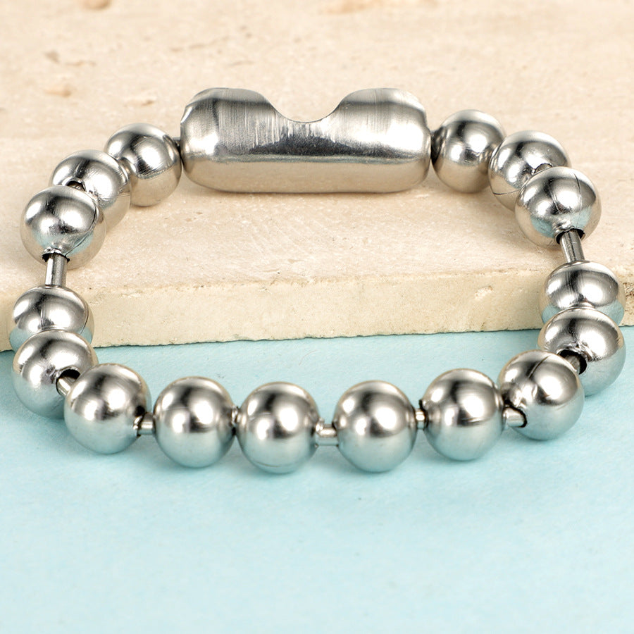 Stainless Steel 8mm Beaded Chain Bracelet for Hip-Hop