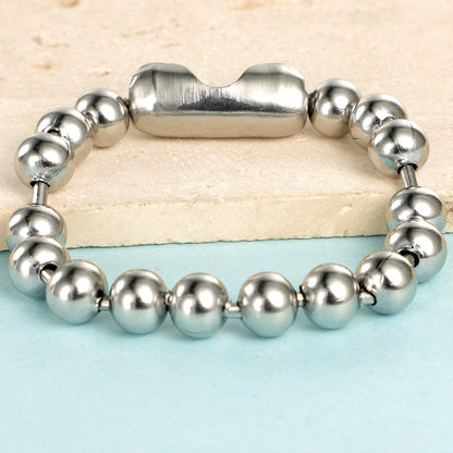 Stainless Steel 8mm Beaded Chain Bracelet for Hip-Hop