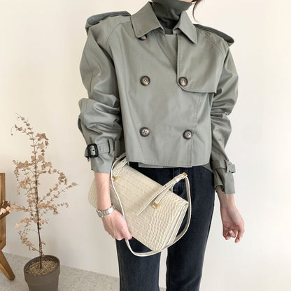 Korean Autumn Retro Double Breasted Trench Coat