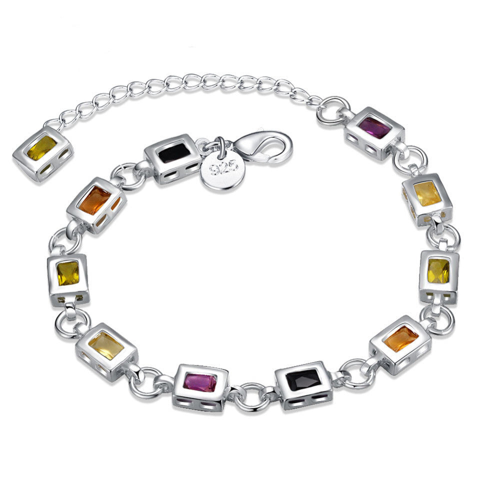 H261 Cross-Border 925 Silver Plated Gemstone Bracelet