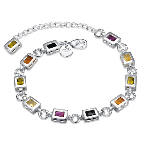 H261 Cross-Border 925 Silver Plated Gemstone Bracelet
