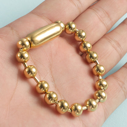 Stainless Steel 8mm Beaded Chain Bracelet for Hip-Hop