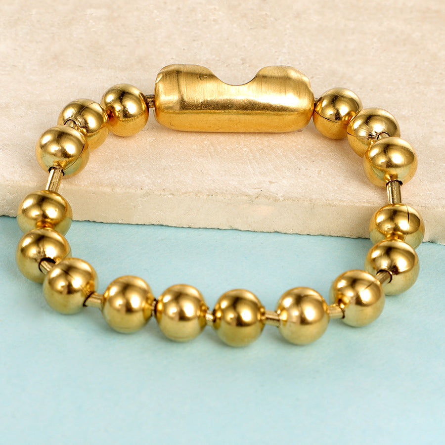 Stainless Steel 8mm Beaded Chain Bracelet for Hip-Hop