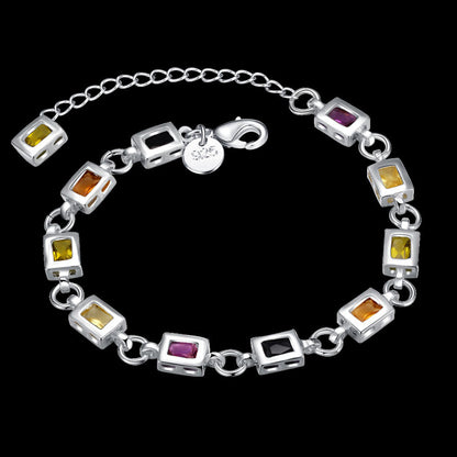 H261 Cross-Border 925 Silver Plated Gemstone Bracelet