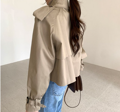 Korean Autumn Retro Double Breasted Trench Coat