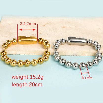 Stainless Steel 8mm Beaded Chain Bracelet for Hip-Hop